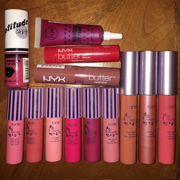 3 full size Tarte lip crayon, 6 mini, NYX and more
