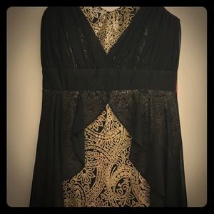 Black and gold design cocktail dress size XL