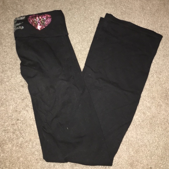 Black sequined LOVE VS Yoga Leggings