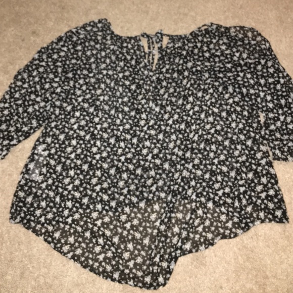 Black and Blue Foral Blouse - Picture 1 of 3
