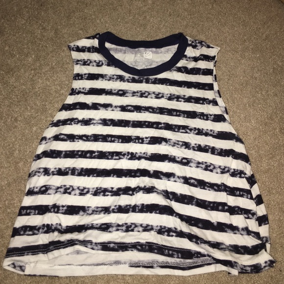 White and Navy Blue Striped Tank Top - Picture 1 of 1