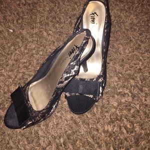 Black lace heels