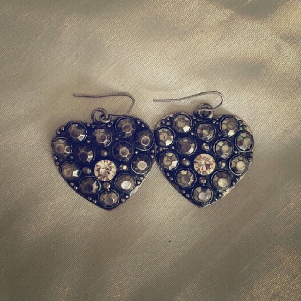Unique Gypsy Studded Metal Heart Earrings