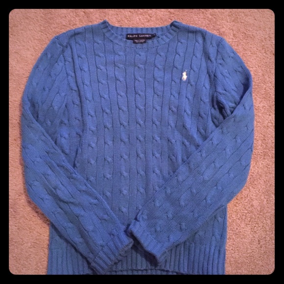 EUC Beautiful blue cable Ralph Lauren sweater