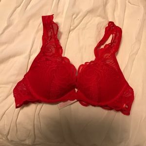 Red lace Victoria's Secret Pink bra