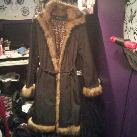 Express coat leopard, faux fur, denim- 3/4
