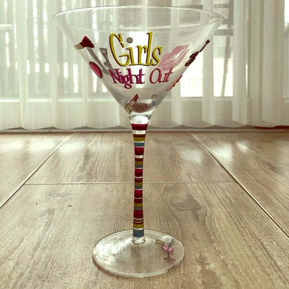 Large "Girls Night Out" Martini Glass w/Rhinestone