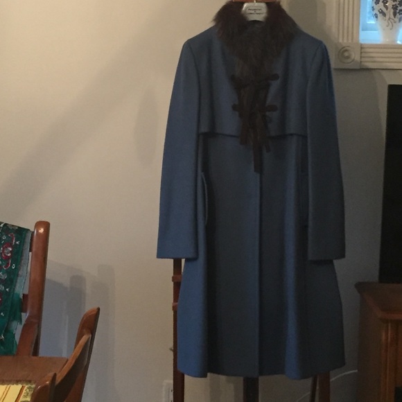 Wool fox trimmed coat