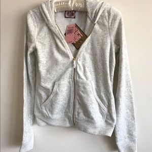 NWT Juicy Couture grey velour hoodie.