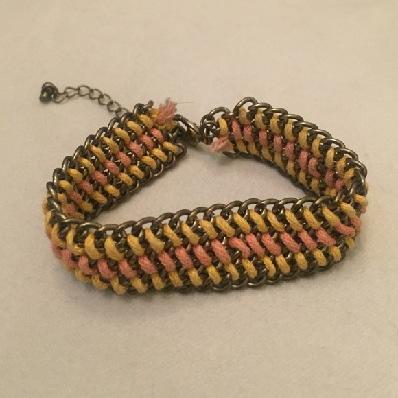 Chain Link and Fabric Bracelet