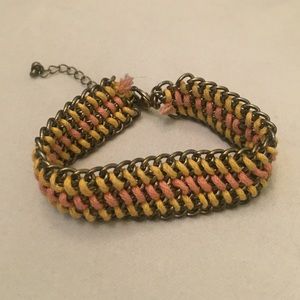 Chain Link and Fabric Bracelet