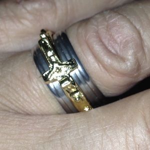 Gold and silver cross ring size 9