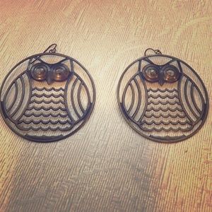 ❌SOLD❌ Large Metal Owl Earrings