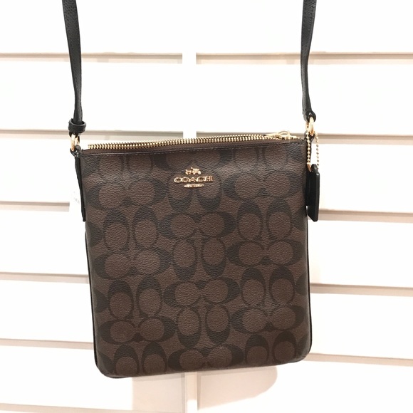 Coach CC Signature Brown Black NS Crossbody