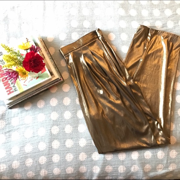 American Apparel Pants - american apparel gold high waist retro party pants