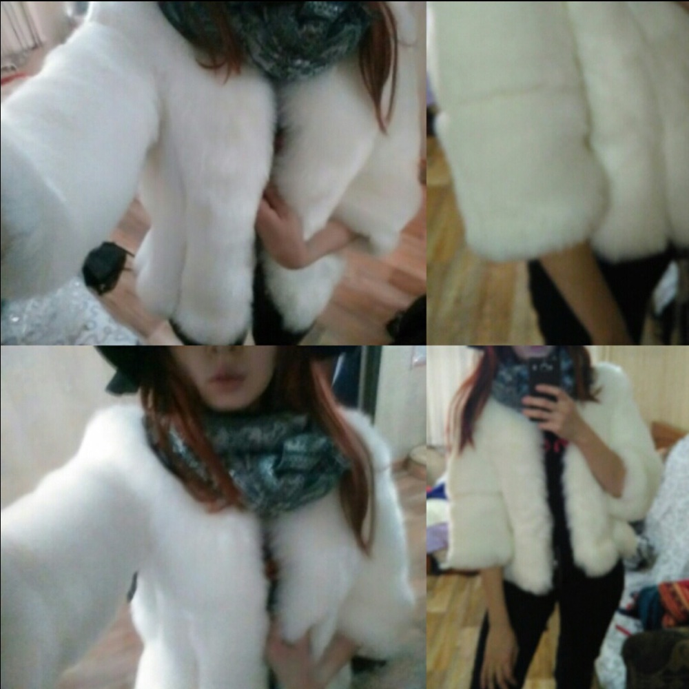 Faux fur winter coat 3/4 sleeve - Picture 4 of 5