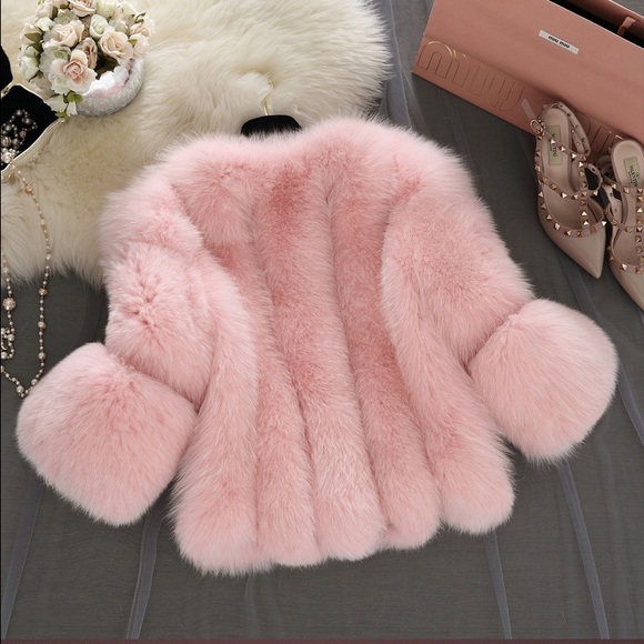 Faux fur winter coat 3/4 sleeve - Picture 2 of 4