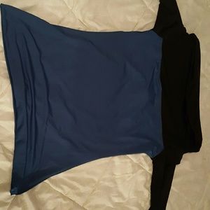 Wolford blue and black of the shoulder top