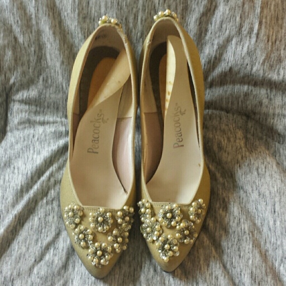 Vintage Shoes - Vintage Handmade Wedding Heels with Pearl Detail Vintage Shoes - Vintage Handmade Wedding Heels with Pearl Detail