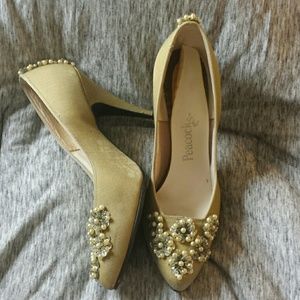 Vintage Shoes - Vintage Handmade Wedding Heels with Pearl Detail Vintage Shoes - Vintage Handmade Wedding Heels with Pearl Detail