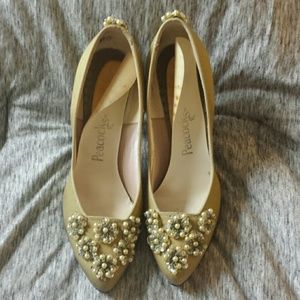Vintage Shoes - Vintage Handmade Wedding Heels with Pearl Detail Vintage Shoes - Vintage Handmade Wedding Heels with Pearl Detail