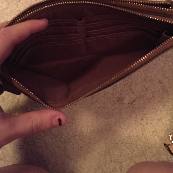 (Brown)Coach double zipper wristlet/wallet - Picture 2 of 4