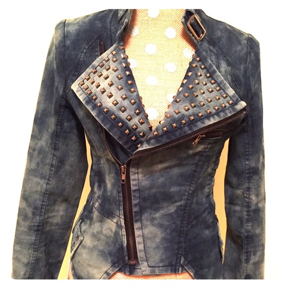 Double Zero Jackets & Blazers - Studded Fitted Jean Jacket