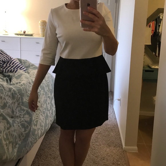 Cache black and white peplum dress