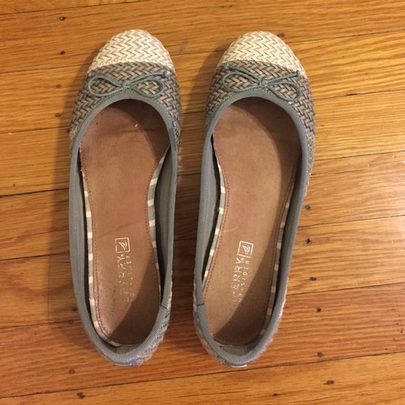 Sperry Topsider Grey/White/Silver Flats.