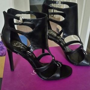 Black Open Toe Heeled Sandal