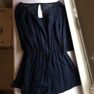 Navy blue Romper with lace detail