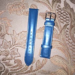 Michele blue leather watch strap
