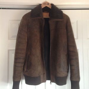 Emu brown sheepskin and suede jacket
