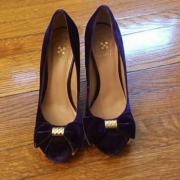 Velvet Bow Vince Camuto Purple Velvet Heels