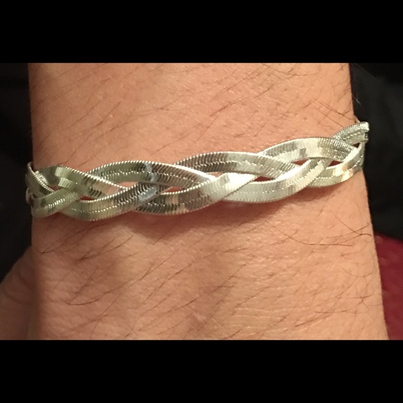 Braided silver plated bracelet. - Picture 3 of 3