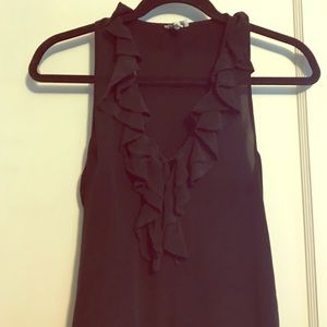 Joie ruffle black silk tank