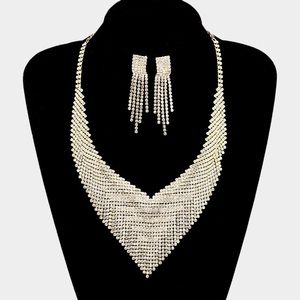 Bling V-Collar Necklace + Earring Set Bling V-Collar Necklace + Earring Set