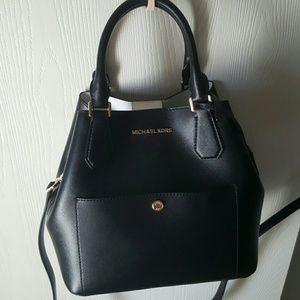 Michael Kors Greenwich Black Leather Bag