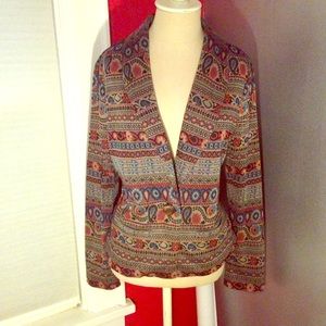 Earth Tone Patterned Vintage-Look Blazer