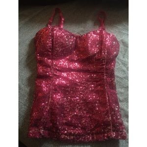 Sequin pink tank top