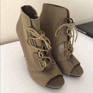 Green lace-up booties