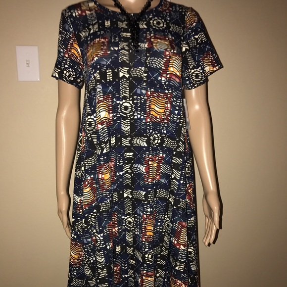 Lularoe Carly dress and WHBM necklace