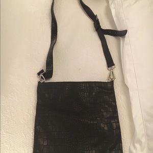 Elisabeth Weinstock black leather cross body bag