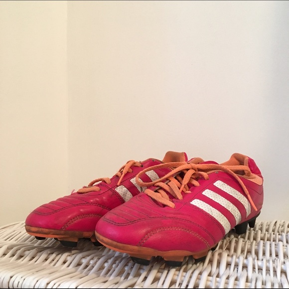 Pink Adidas soccer cleats