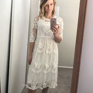 🚫SOLD LOCALLY🚫 Ivory sheer lace dress