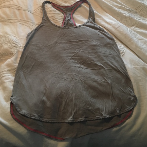 Lululemon gray singlet tank with hot pink piping