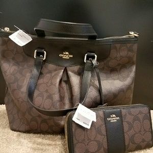 Coach Pleaded Tote and Wallet.Will sell separately