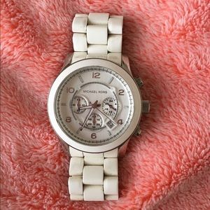 White oversized Michael Kors watch