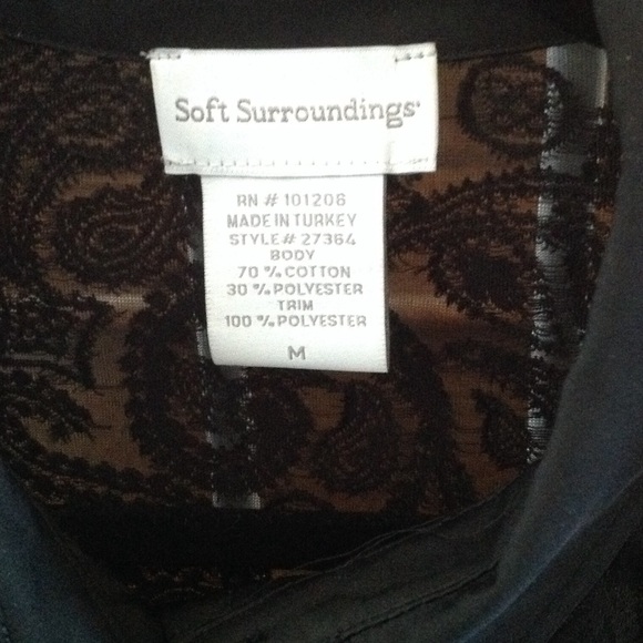 Soft Surroundings Black Lacey Paisley Button down - Picture 2 of 2