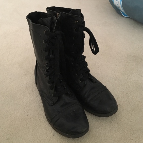 Black Military combat Boots Size 8